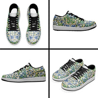 Mele Kalikimaka Hawaii Christmas Low Sneakers Omaomao Seamless Floral Motif LT9