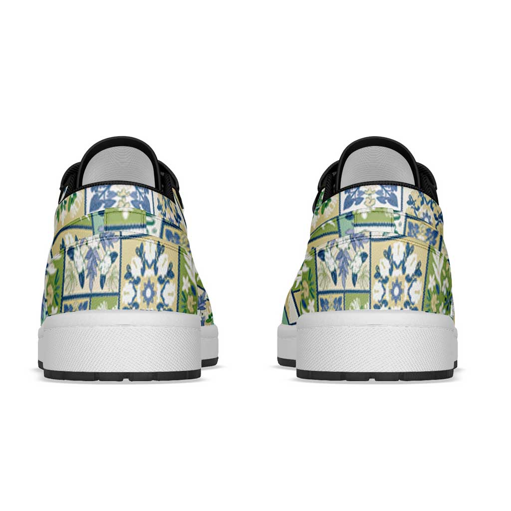 Mele Kalikimaka Hawaii Christmas Low Sneakers Omaomao Seamless Floral Motif LT9