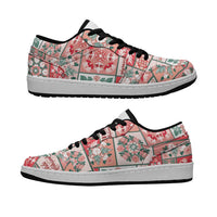 Mele Kalikimaka Hawaii Christmas Low Sneakers Ulaula Seamless Floral Motif LT9