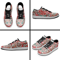 Mele Kalikimaka Hawaii Christmas Low Sneakers Ulaula Seamless Floral Motif LT9
