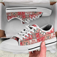 Mele Kalikimaka Hawaii Christmas Low Top Shoes Ulaula Seamless Floral Motif - Polynesian Pride