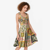 Mele Kalikimaka Hawaii Christmas Midi Dress Melemele Mama Seamless Floral Motif - Polynesian Pride