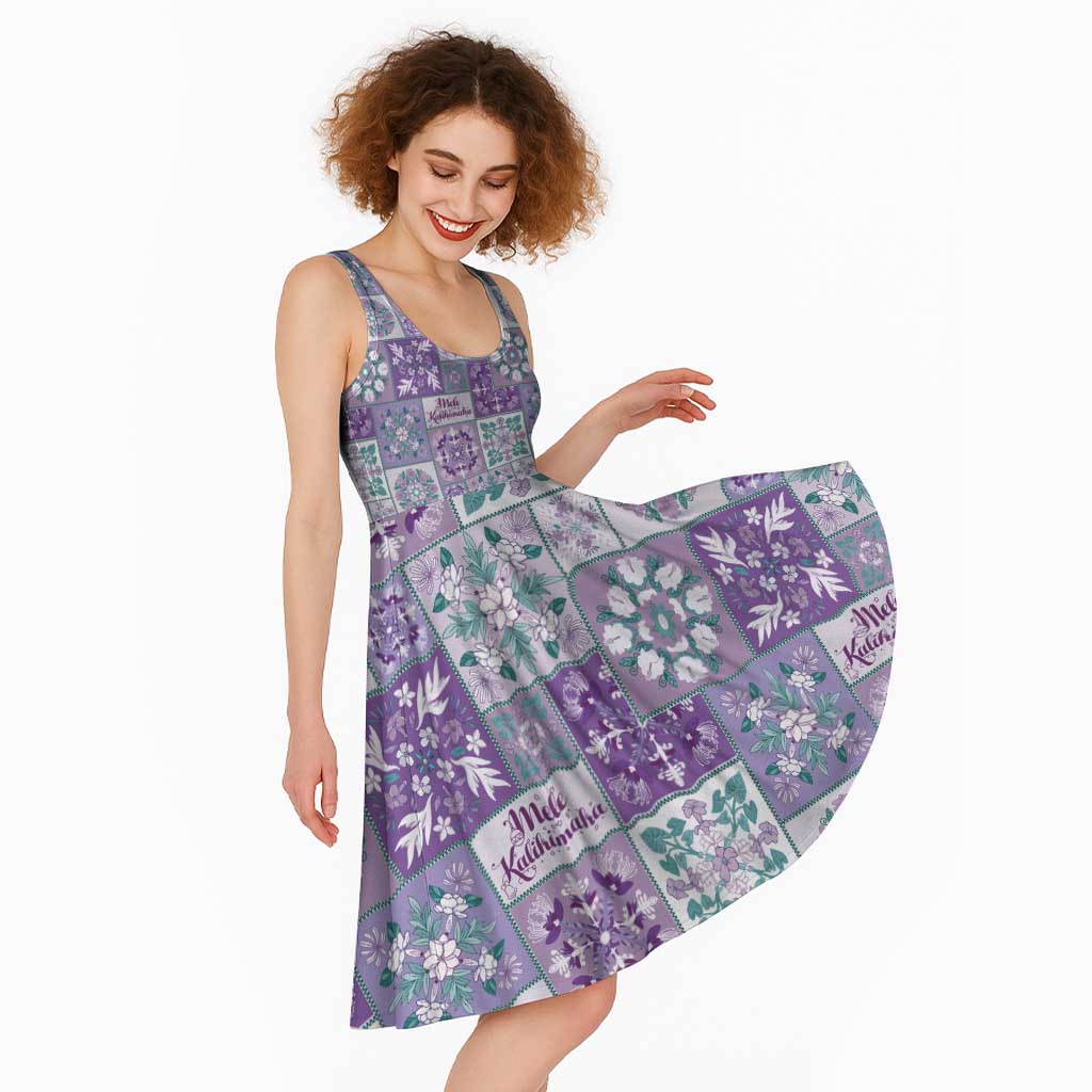 Mele Kalikimaka Hawaii Christmas Midi Dress Poni Seamless Floral Motif - Polynesian Pride