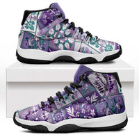 Mele Kalikimaka Hawaii Christmas Sneakers J11 Poni Seamless Floral Motif LT9 Purple - Polynesian Pride