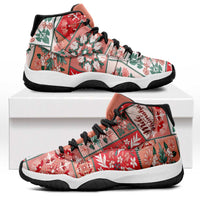 Mele Kalikimaka Hawaii Christmas Sneakers J11 Ulaula Seamless Floral Motif LT9 Red - Polynesian Pride