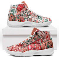 Mele Kalikimaka Hawaii Christmas Sneakers J11 Ulaula Seamless Floral Motif LT9 Red - Polynesian Pride