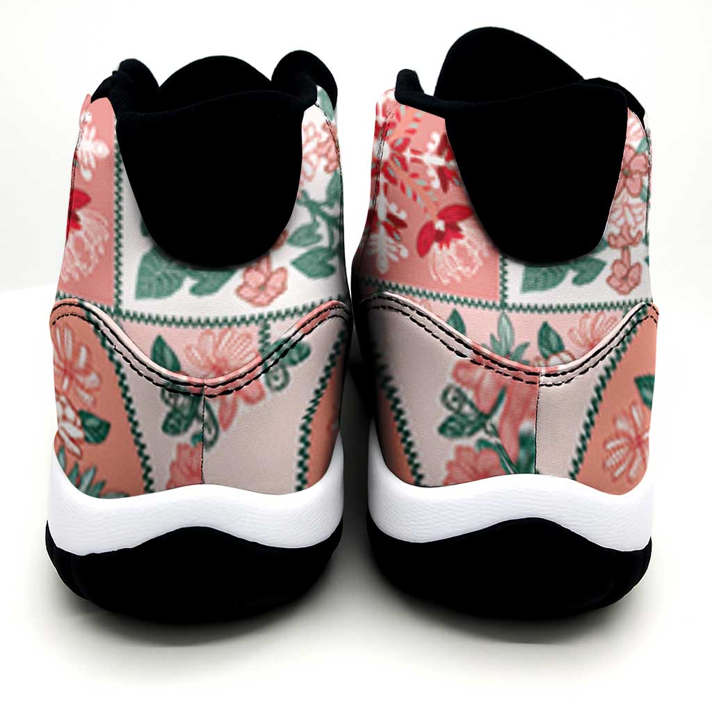 Mele Kalikimaka Hawaii Christmas Sneakers J11 Ulaula Seamless Floral Motif LT9 - Polynesian Pride