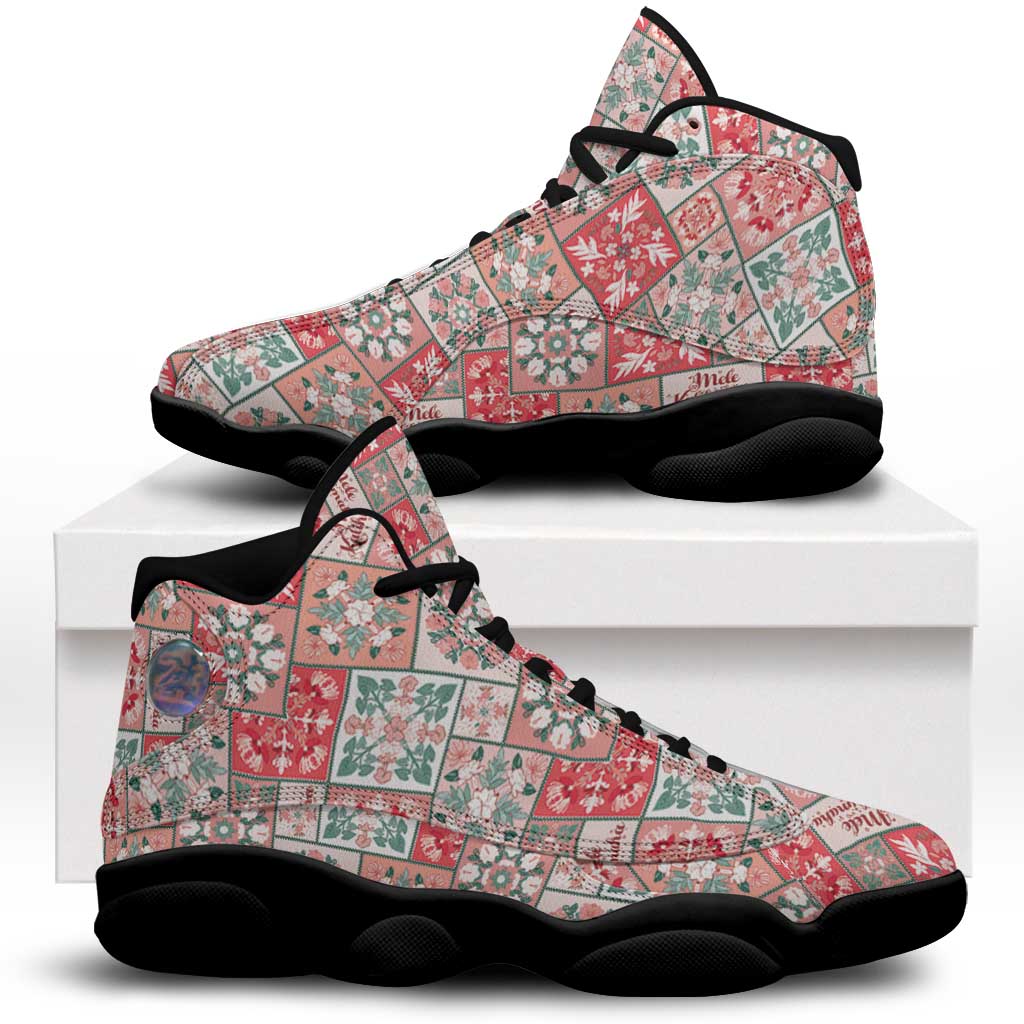 Mele Kalikimaka Hawaii Christmas Sneakers J13 Ulaula Seamless Floral Motif LT9 Red - Polynesian Pride