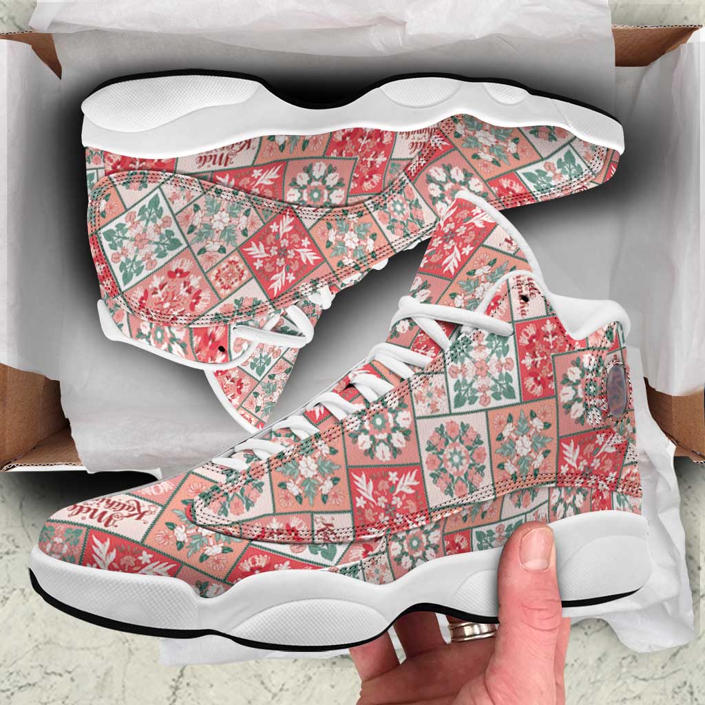 Mele Kalikimaka Hawaii Christmas Sneakers J13 Ulaula Seamless Floral Motif LT9 Red - Polynesian Pride