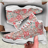 Mele Kalikimaka Hawaii Christmas Sneakers J13 Ulaula Seamless Floral Motif LT9 Red - Polynesian Pride