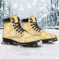 Melemele Aloha Hawaii All Season Boots Plumeria Lei With Palaka Motif LT14 - Polynesian Pride