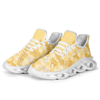 Melemele Aloha Hawaii Clunky Sneakers Plumeria Lei With Palaka Motif - Polynesian Pride