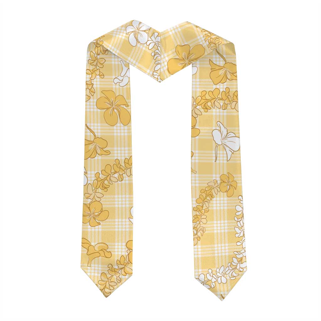 Melemele Aloha Hawaii Graduation Stole Plumeria Lei With Palaka Motif - Polynesian Pride