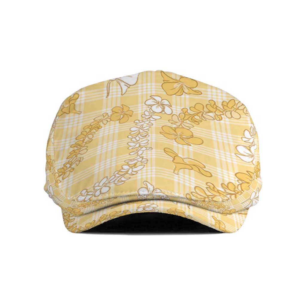 Melemele Aloha Hawaii Jeff Hat Plumeria Lei With Palaka Motif LT14 Yellow - Polynesian Pride