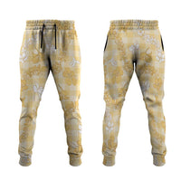 Melemele Aloha Hawaii Jogger Pants Plumeria Lei With Palaka Motif - Polynesian Pride