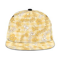 Melemele Aloha Hawaii Snapback Cap Plumeria Lei With Palaka Motif LT14 One Size Yellow - Polynesian Pride