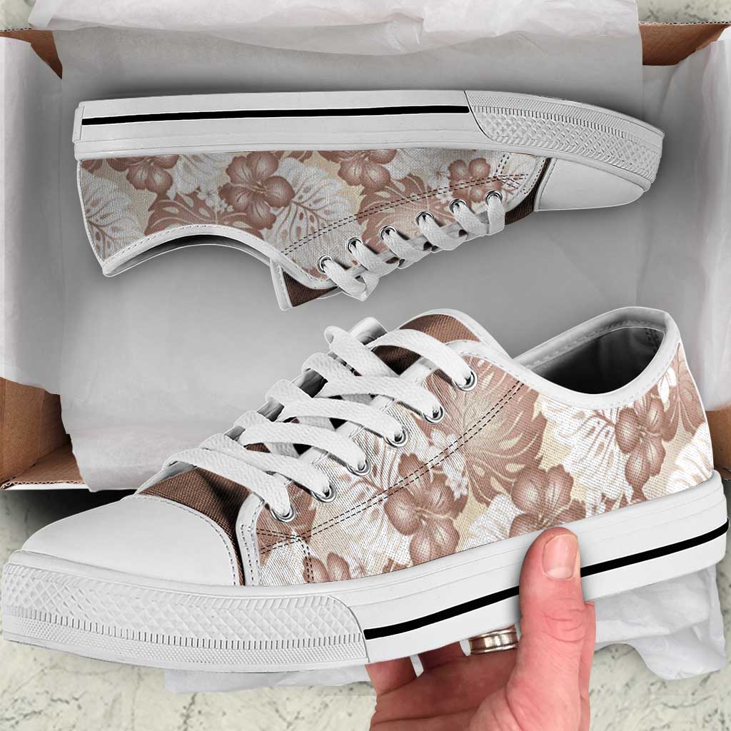 Mocha Mousse Aloha Hawaii Low Top Shoes Monstera Hibiscus Plumeria Seamless Vibes - Polynesian Pride