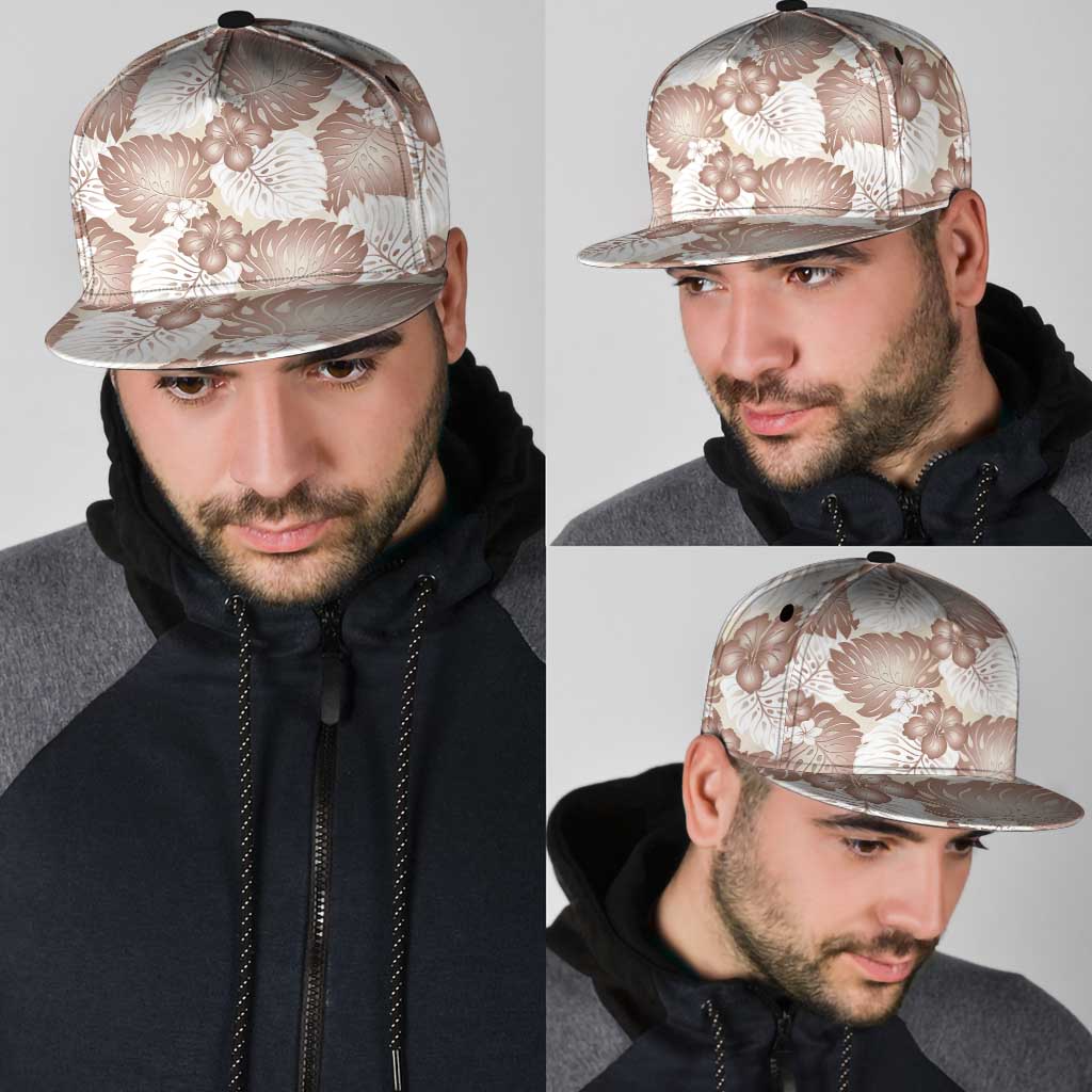 Mocha Mousse Aloha Hawaii Snapback Cap Monstera Hibiscus Plumeria Seamless Vibes - Polynesian Pride