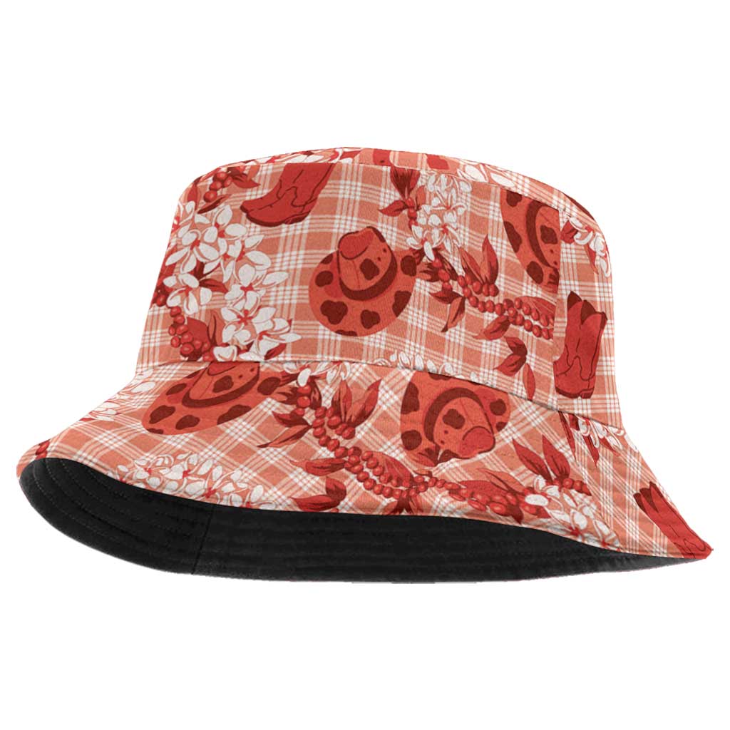 Mokihana Maile Ilima Leis Paniolo Palaka Bucket Hat Hawaiian Ulaula Spirit - Polynesian Pride