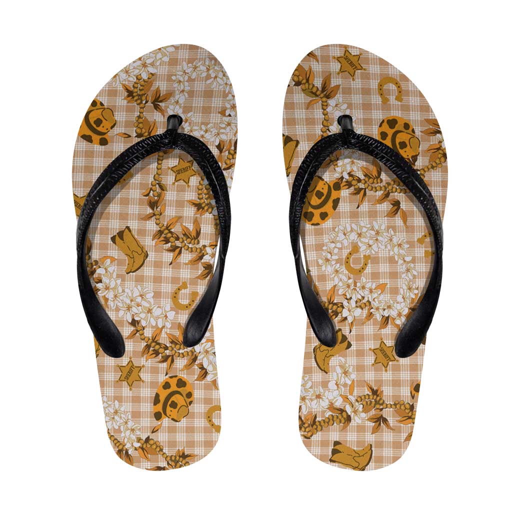 Mokihana Maile Ilima Leis Paniolo Palaka Flip Flops Hawaiian Kula Spirit LT9 Gold - Polynesian Pride