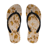 Mokihana Maile Ilima Leis Paniolo Palaka Flip Flops Hawaiian Kula Spirit LT9 Gold - Polynesian Pride