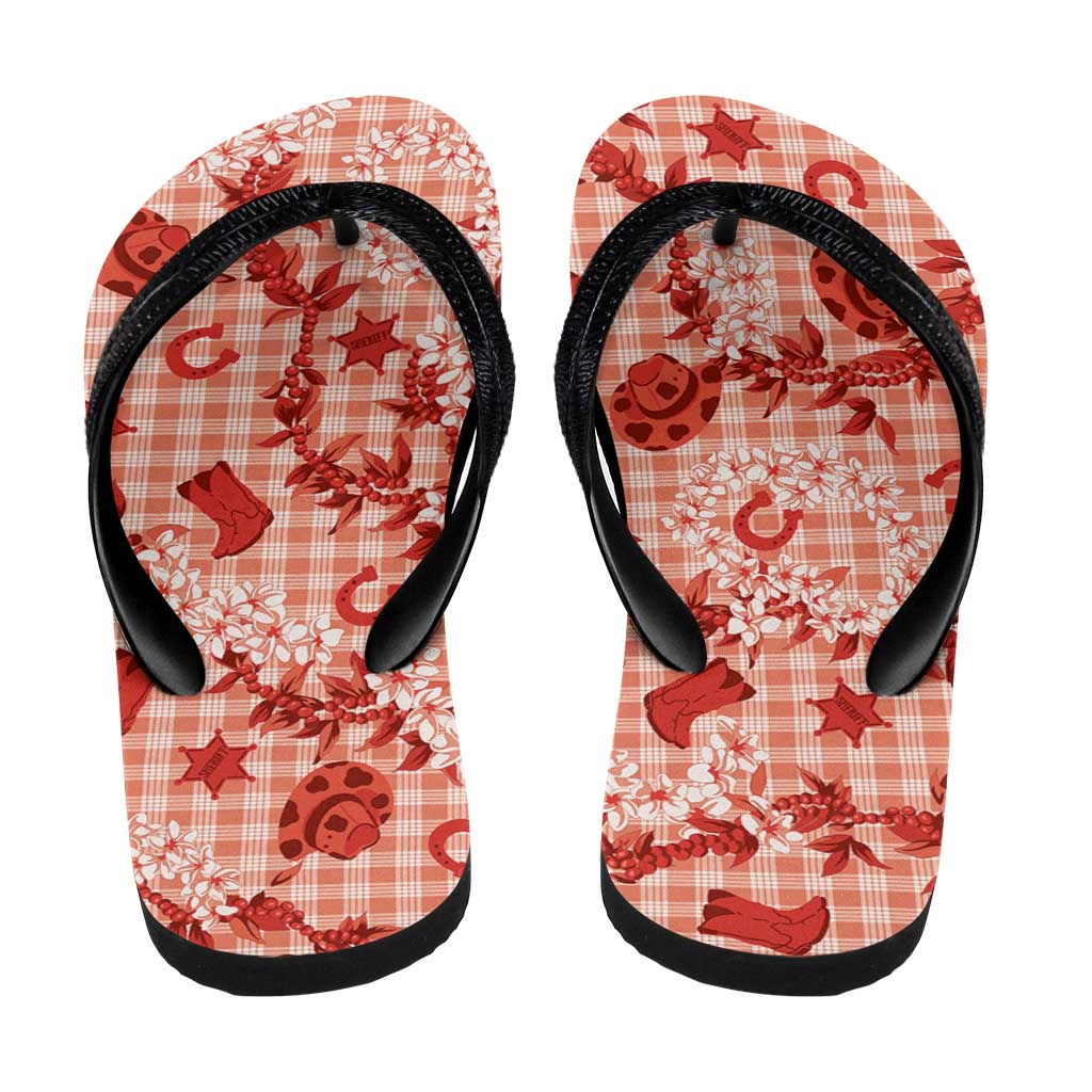 Mokihana Maile Ilima Leis Paniolo Palaka Flip Flops Hawaiian Ulaula Spirit LT9 - Polynesian Pride