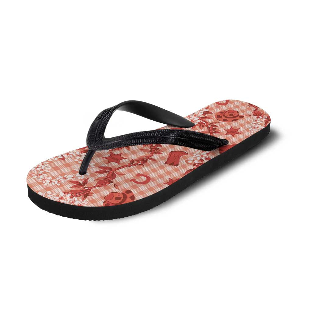 Mokihana Maile Ilima Leis Paniolo Palaka Flip Flops Hawaiian Ulaula Spirit LT9 - Polynesian Pride
