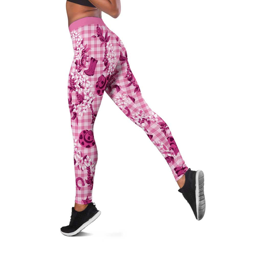 Mokihana Maile Ilima Leis Paniolo Palaka Leggings Hawaiian Omaomo Ulaula Spirit - Polynesian Pride