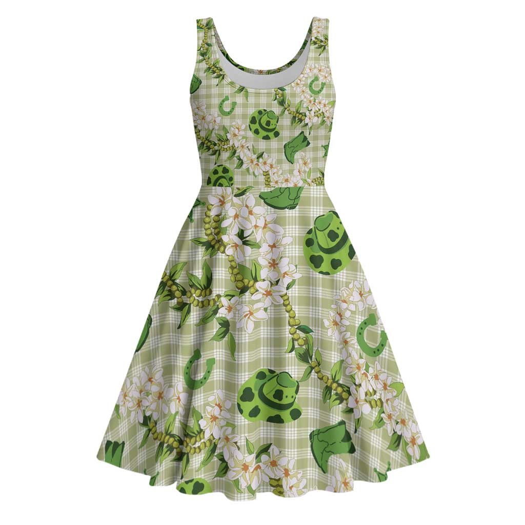 Mokihana Maile Ilima Leis Paniolo Palaka Midi Dress Hawaiian Omaomo Ala Spirit - Polynesian Pride