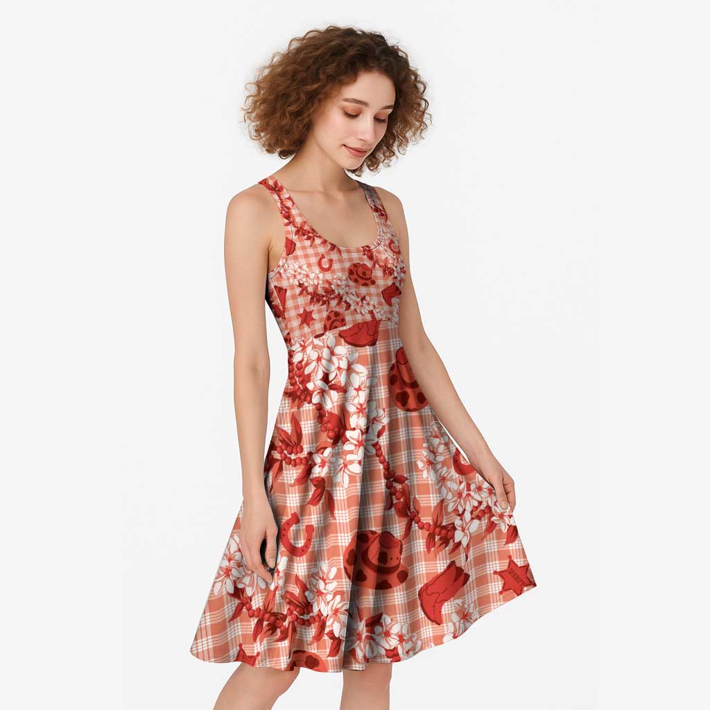 Mokihana Maile Ilima Leis Paniolo Palaka Midi Dress Hawaiian Ulaula Spirit - Polynesian Pride