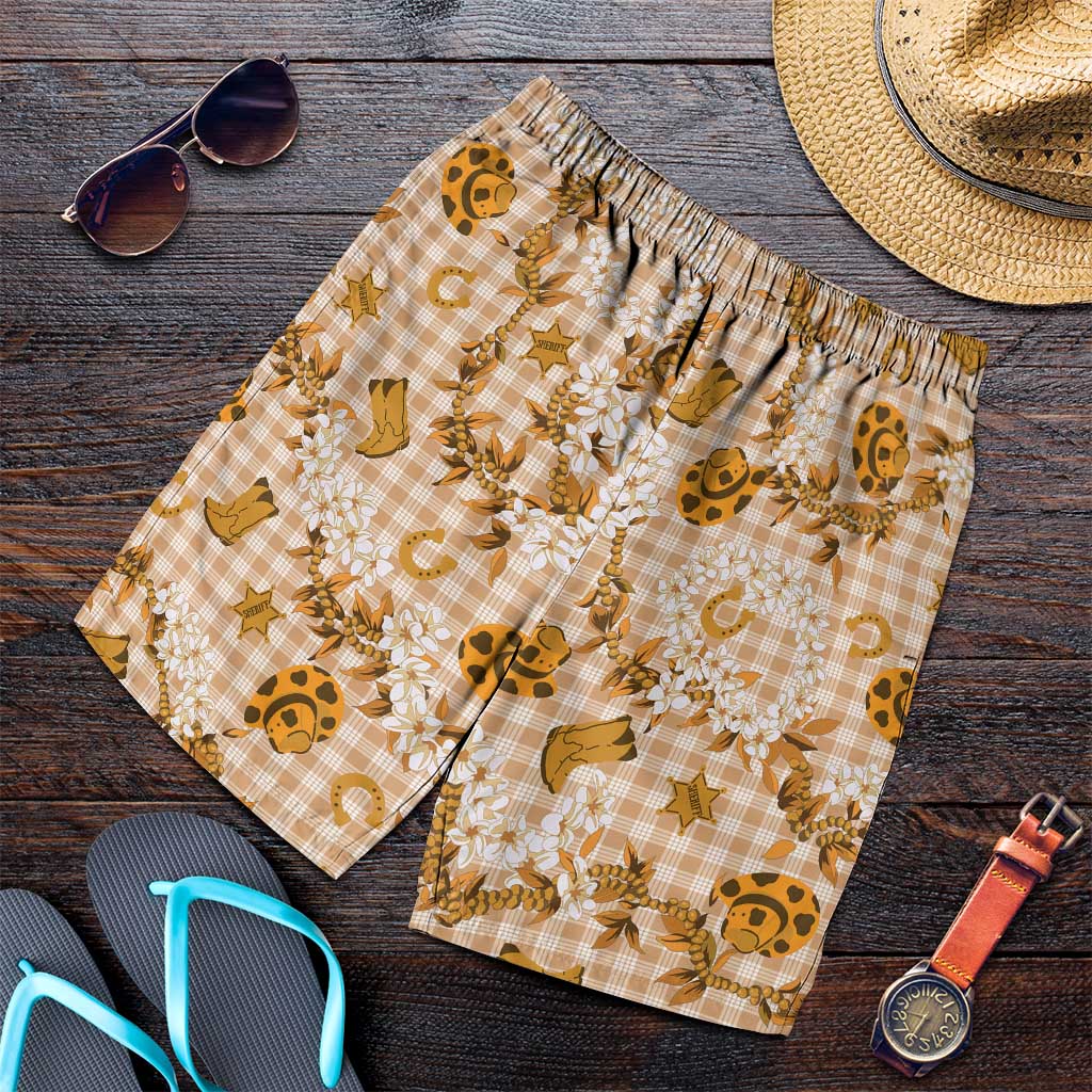 Mokihana Maile Ilima Leis Paniolo Palaka Shorts for Men Hawaiian Kula Spirit - Polynesian Pride