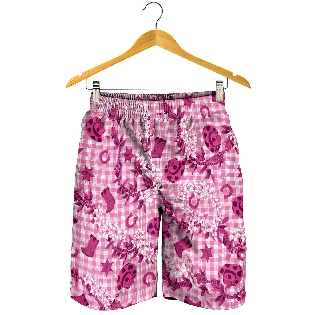 Mokihana Maile Ilima Leis Paniolo Palaka Shorts for Men Hawaiian Omaomo Ulaula Spirit - Polynesian Pride