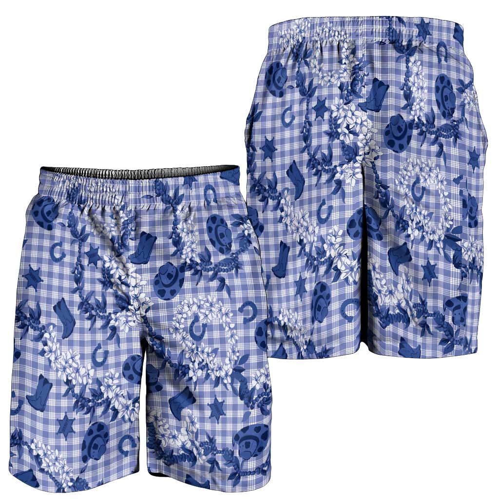 Mokihana Maile Ilima Leis Paniolo Palaka Shorts for Men Hawaiian Polu Spirit - Polynesian Pride