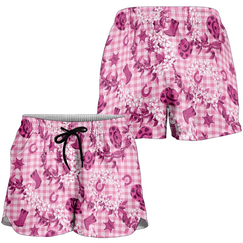 Mokihana Maile Ilima Leis Paniolo Palaka Shorts for Women Hawaiian Omaomo Ulaula Spirit LT9 - Polynesian Pride