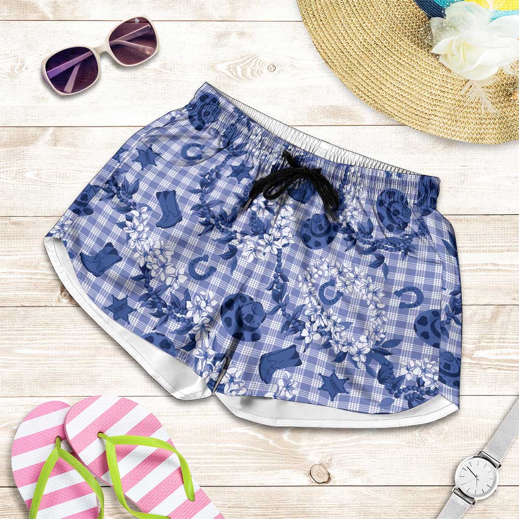Mokihana Maile Ilima Leis Paniolo Palaka Shorts for Women Hawaiian Polu Spirit - Polynesian Pride