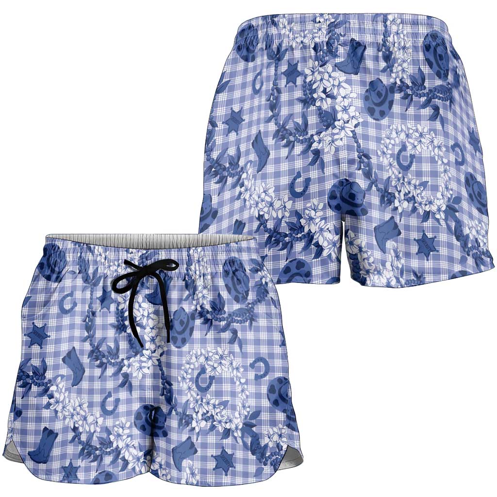 Mokihana Maile Ilima Leis Paniolo Palaka Shorts for Women Hawaiian Polu Spirit - Polynesian Pride