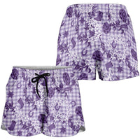 Mokihana Maile Ilima Leis Paniolo Palaka Shorts for Women Hawaiian Poni Spirit - Polynesian Pride