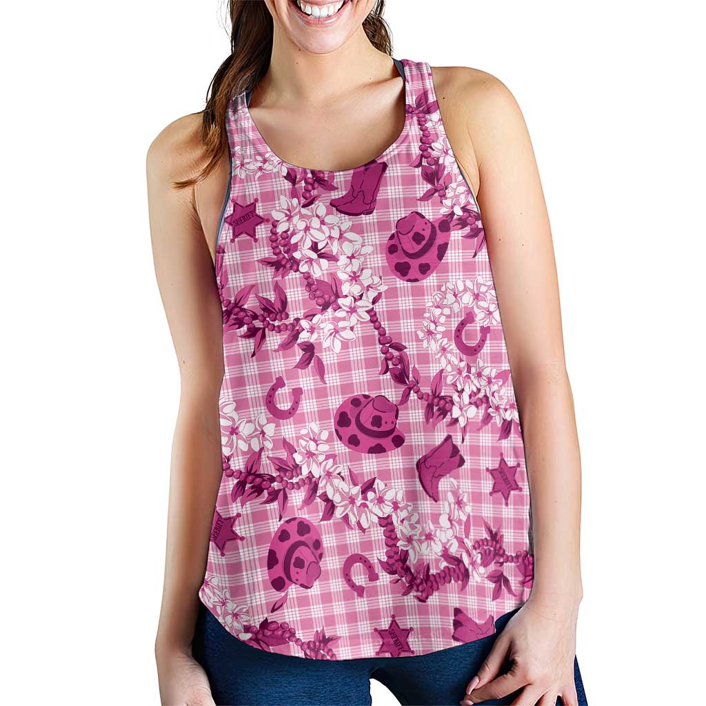 Mokihana Maile Ilima Leis Paniolo Palaka Women Racerback Tank Hawaiian Omaomo Ulaula Spirit LT9 - Polynesian Pride