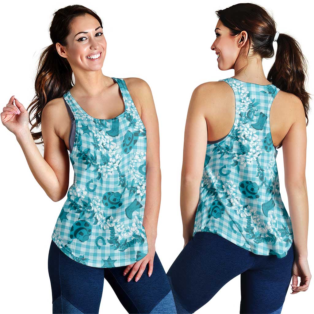 Mokihana Maile Ilima Leis Paniolo Palaka Women Racerback Tank Hawaiian Polu Opa Spirit LT9 - Polynesian Pride