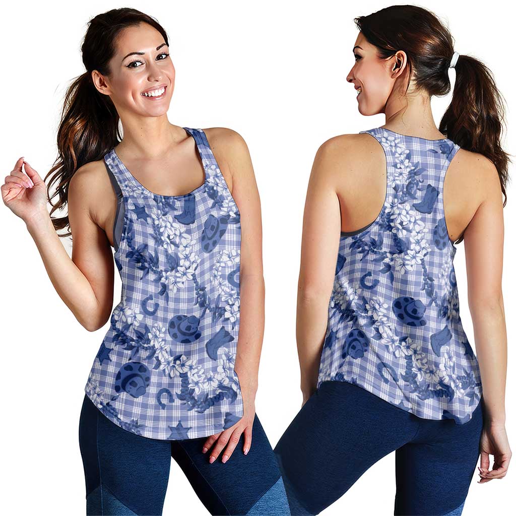 Mokihana Maile Ilima Leis Paniolo Palaka Women Racerback Tank Hawaiian Polu Spirit - Polynesian Pride