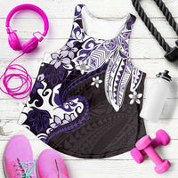 Monstera Plumeria Flowers Purple Women Racerback Tank Polynesian Pattern