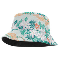 Monstera Tiare Plumeria Lei Pattern Bucket Hat Teal Version