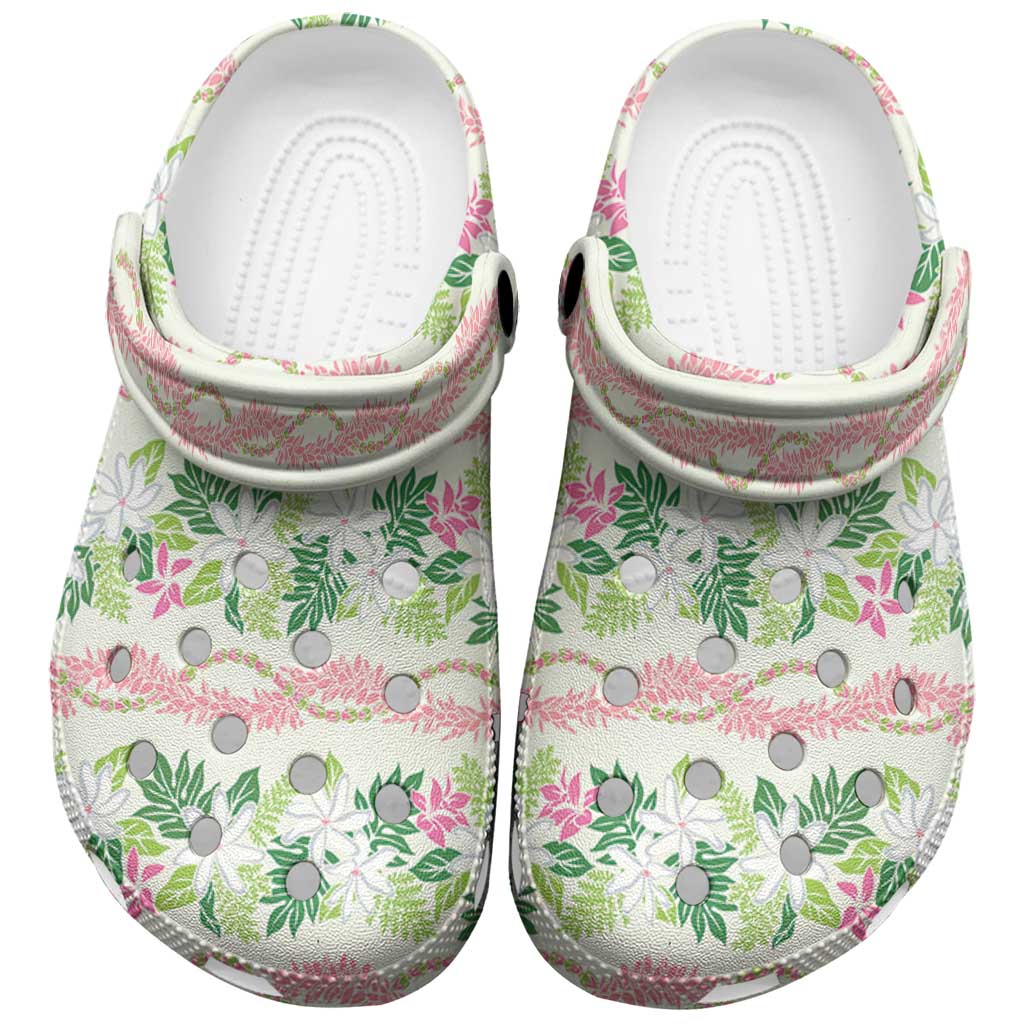 Monstera Tiare Plumeria Lei Pattern Clogs Shoes Green Version LT01 Green - Polynesian Pride