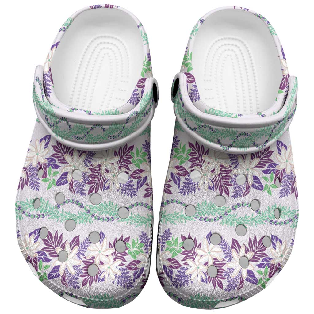 Monstera Tiare Plumeria Lei Pattern Clogs Shoes Purple Version