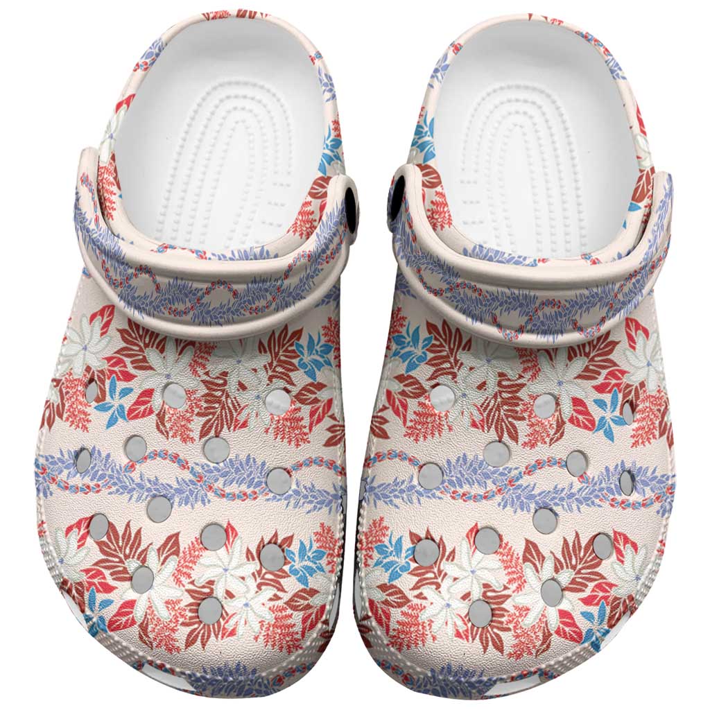 Monstera Tiare Plumeria Lei Pattern Clogs Shoes Red Version LT01 Red - Polynesian Pride