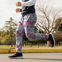 Monstera Tiare Plumeria Lei Pattern Jogger Pants Pink Version