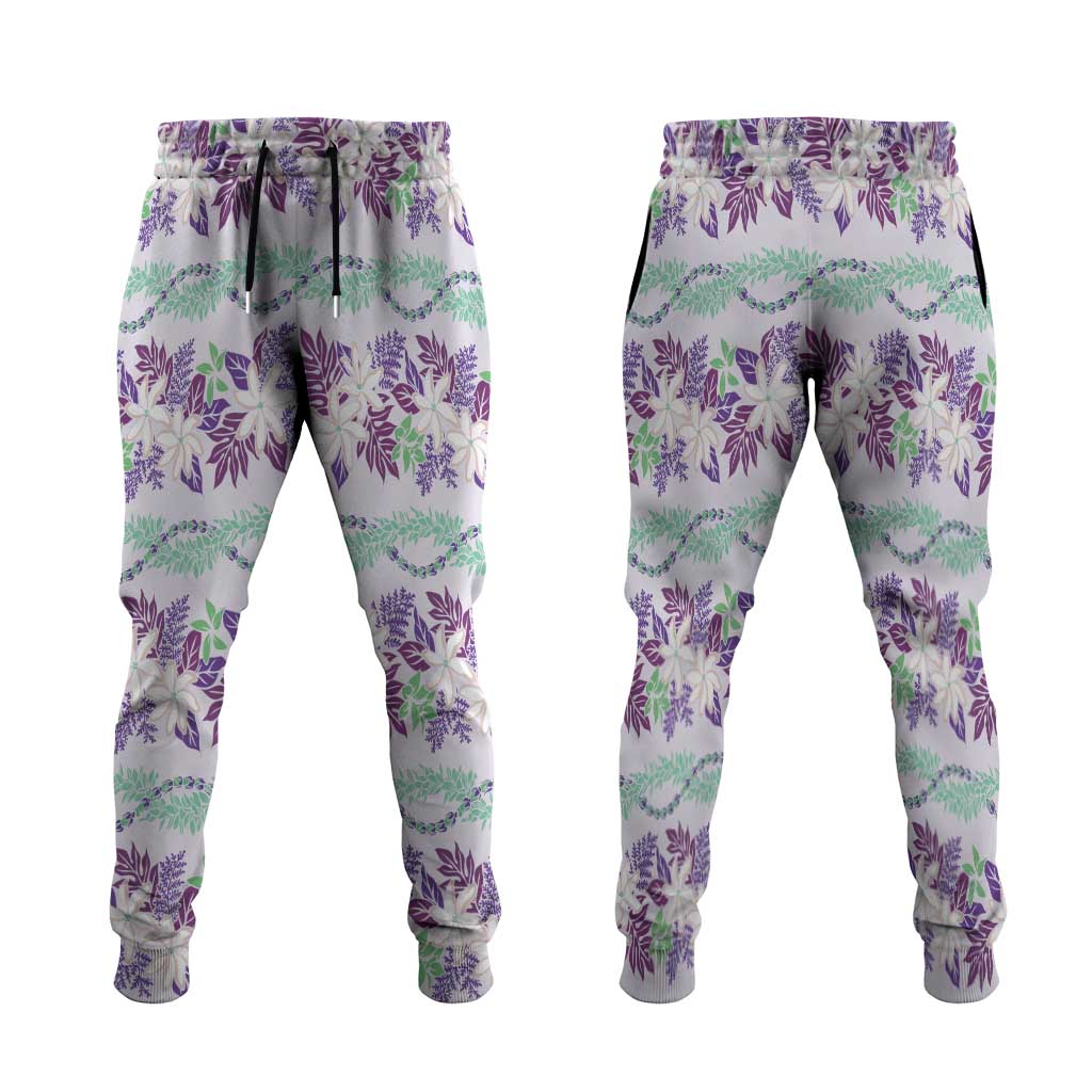 Monstera Tiare Plumeria Lei Pattern Jogger Pants Purple Version LT01 Purple - Polynesian Pride