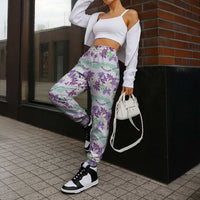 Monstera Tiare Plumeria Lei Pattern Jogger Pants Purple Version LT01 - Polynesian Pride