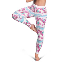 Monstera Tiare Plumeria Lei Pattern Leggings Pink Version LT01 - Polynesian Pride