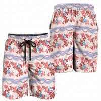 Monstera Tiare Plumeria Lei Pattern Shorts for Men Red Version